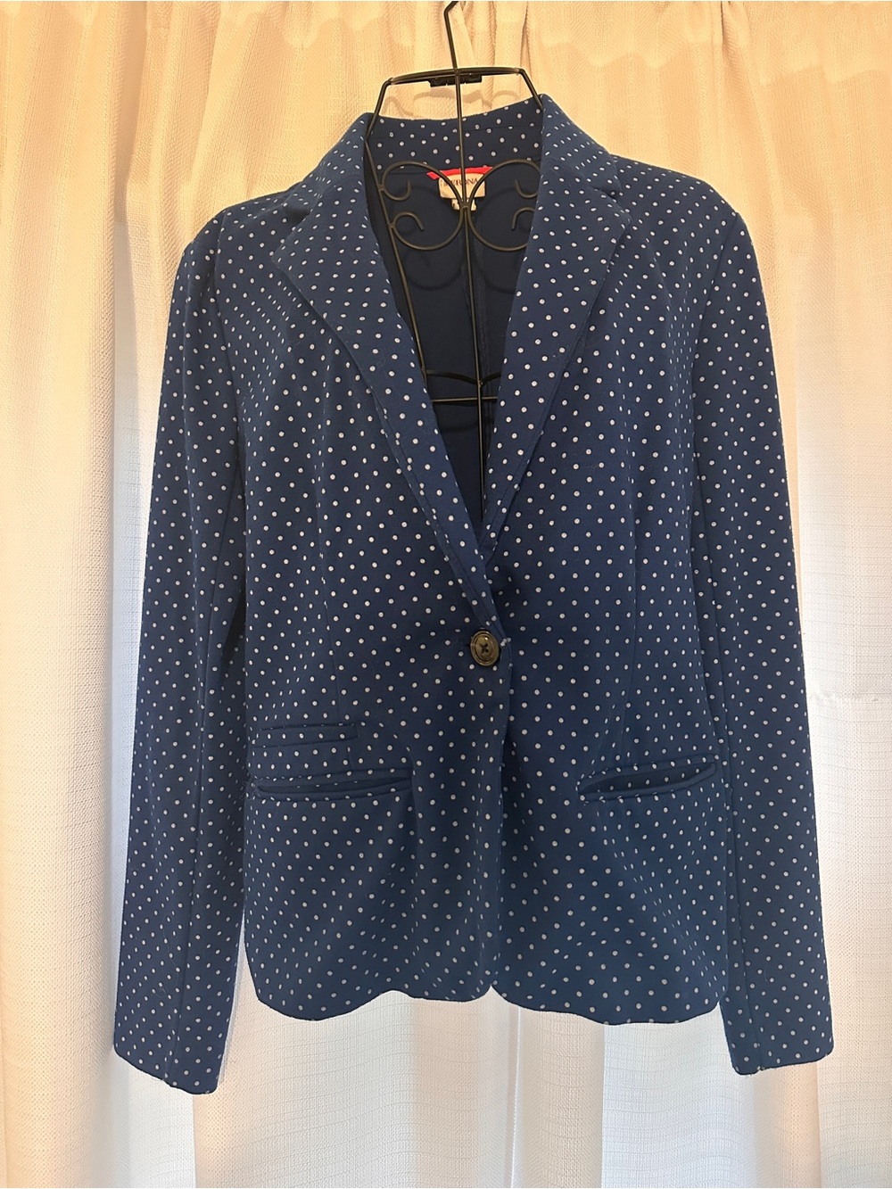 Y2K Merona Navy Polka Dot Single-Button Blazer